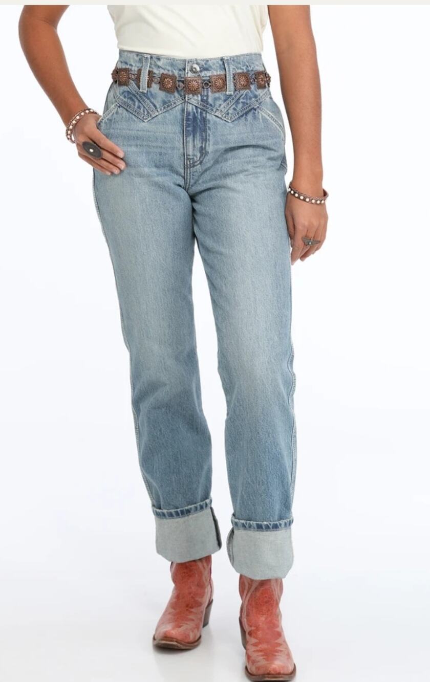 5719)Cinch Women Cruel Jeans Quinn Western Hi Rise, Relaxed,Tapered Sz 29/7 Reg
